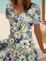 Women's Floral Print Casual V-Neck Short Sleeve Dress