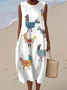 Casual Crew Neck Cotton Dress With No
