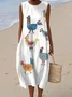 Casual Crew Neck Cotton Dress With No