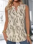 Loose V Neck Casual Striped Tank Top