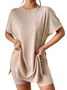 Women's Plain Daily Going Out Two-Piece Set Khaki Casual Summer Top With Pants Matching Set