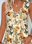 Regular Fit Floral V Neck Casual Tank Top
