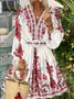 Vacation Floral V Neck Midi Dress With Belt