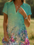 Women's Floral Print Lapel Short Sleeve Dress
