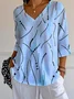 Women's V-neck three-quarter sleeve T-shirt