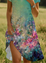 Women's Floral Print Lapel Short Sleeve Dress