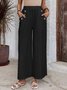 Women's  Elastic Waist H-Line Wide Leg Pants Daily Going Out Pants White Casual Split Joint Plain Spring/Fall Pants