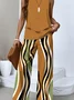 Striped Casual Crew Neck Regular Fit Two-Piece Set