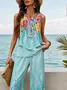 Women's Floral Print Casual Vest and Pants Two-Piece Set