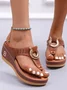 Summer Color Block Pu Western Style Slide Sandals
