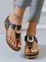 Summer Color Block Pu Western Style Slide Sandals