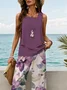 Women's Floral Print Casual Vest and Pants Two-Piece Set