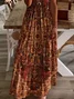 Women's Short Sleeve Summer Brown Floral Printing V Neck Daily Going Out Casual Maxi X-Line Dress
