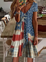 Women's Short Sleeve Summer As Picture Independence Day (Flag) Printing V Neck Daily Going Out Casual Midi A-Line Classic Dress