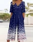 Gradient Pattern Simple V Neck Jumpsuit
