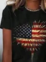 Women's Short Sleeve T-shirt Summer Black Independence Day (Flag) Printing Crew Neck Daily Going Out Casual Top