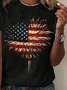 Women's Short Sleeve T-shirt Summer Black Independence Day (Flag) Printing Crew Neck Daily Going Out Casual Top