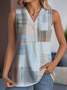 Multicolor Block Casual V Neck Tank Top
