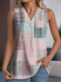 Multicolor Block Casual V Neck Tank Top