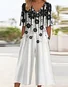 V Neck Casual Loose Gradient Pattern Jumpsuit
