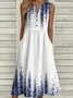 Casual Loose Buckle Notched Dress