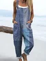Women's H-Line Overall Square Neck Daily Going Out Casual Printing Striped Spring/Fall Long Jumpsuit Romper