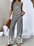 Crew Neck Floral Casual Regular Fit Two-Piece Set