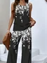 Crew Neck Casual Floral Regular Fit Two-Piece Set