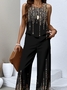 Casual Crew Neck Regular Fit Gradient Pattern Two-Piece Set