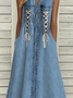 Casual Faux Denim Print Graphic Loose Dress