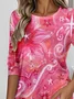 Floral Crew Neck Casual Jersey T-Shirt