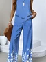 Crew Neck Floral Casual Regular Fit Two-Piece Set