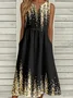 Casual Loose Buckle Notched Dress