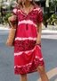 V Neck Casual Dress With No