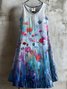 Linen Casual Crew Neck Regular Fit Dress With No