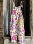 Regular Fit Spaghetti Floral Casual Jumpsuit