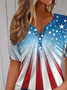 Women's Short Sleeve T-shirt Summer As Picture Independence Day (Flag) Printing Crew Neck Daily Going Out Casual Top
