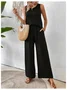 Vintage U-Neck Plain Loose Two-Piece Set