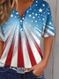 Women's Short Sleeve T-shirt Summer As Picture Independence Day (Flag) Printing Crew Neck Daily Going Out Casual Top