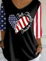 Women's Independence Day Printed V-Neck T-Shirt