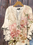Women's Half Sleeve Shirt Summer Apricot Floral Printing V Neck Daily Going Out Casual Top