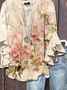 Women's Half Sleeve Shirt Summer Apricot Floral Printing V Neck Daily Going Out Casual Top