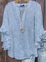 Casual Regular Fit Striped V Neck Blouse