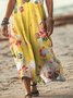 V Neck Vacation Regular Fit Cotton Dress With No Belt