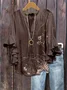 Women's Half Sleeve Shirt Summer Brown Floral Printing V Neck Daily Going Out Casual Top
