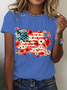 Floral American Flag Cotton T-Shirt