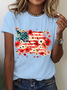 Floral American Flag Cotton T-Shirt