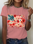Floral American Flag Cotton T-Shirt