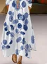 Women's Casual Double Layer Color Ink Floral Dress