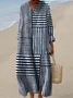 Women's simple striped geometric watercolor splash fluid art print flowy dress